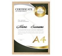 Ditwis Cornice A4, Cornice Color Naturale per 21x29,7 cm Certificati, Foto, Disegni dei bambini e Documenti, per Pareti e Tavoli, Portafoto adatta per Soggiorno, Camera da Letto e Ufficio