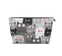 DITXIT Gudetama - Trousse da viaggio per cosmetici, con cerniera, portamonete, per donne e ragazze, idea regalo, Motivo gatto, Taglia unica