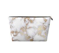 DITXIT Gudetama - Trousse da viaggio per cosmetici, con cerniera, portamonete, per donne e ragazze, idea regalo, Marmo Laminato Oro Bianco Chic Moderno, Taglia unica