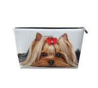 DITXIT Gudetama - Trousse da viaggio per cosmetici, con cerniera, portamonete, per donne e ragazze, idea regalo, Sdraiato Yorkshire Terrier Con Carino Nastro Yorkie Amore Ritratto Di Un Cane, Taglia