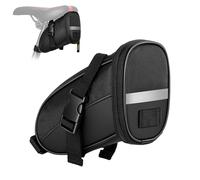 DiULi Borsa da Sella per Bici, Mini Borsa Sottosella per Reggisella da Ciclismo Riflettente per Mountain Bike Bici da Strada, Nero, 19 * 12 * 9cm