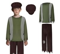 DiULi Costume da Ragazzo Vittoriano, 3PCS Costume Vittoriano per Bambini, Vestito Medievale Bambini, per Carnevale, Festa, Cosplay (M)