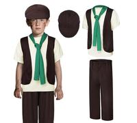 DiULi Costume da Ragazzo Vittoriano, 5PCS Costume Vittoriano per Bambini, Vestito Medievale Bambini, per Carnevale, Festa, Cosplay (L)