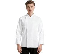DiULi Giacca da Chef, Giacca Cucina Uomo e Donna con i Bottoni Automatici, Camicia da Cucina Moderna e Leggera, per Pizzeria Hotel Panetteria Ristorante, Bianco(L)