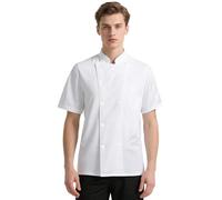 DiULi Giacca da Chef, Giacca Cucina Uomo e Donna con i Bottoni Automatici, Camicia da Cucina Moderna e Leggera, per Pizzeria Hotel Panetteria Ristorante Mensa, Bianca(L)