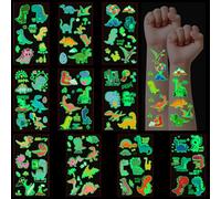DiULi Tatuaggi per Bambini, 10 Fogli Luminosi Tatuaggi Temporanei Stickers Trasferelli, Stickers Bambini, Pignatta e Gadget Compleanno Bambini, Regalo per Bambini, Serie Dinosauri