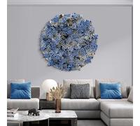 DIUNAOZI Decorazione da Parete,Decorazione da Parete in Pelle Blu con Texture 3D, Decorazione Circolare 1:1 con Motivi 3D Ondulati, Scultura da Parete, Leggera e Facile da Appendere Diameter60cm