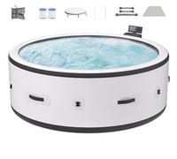 DIUNAOZI Vasca Idromassaggio Gonfiabile,Grande Vasca Idromassaggio Portatile per 4-6 Persone,con 180 Getti d'Acqua,Set da Bagno Rotondo per Spa da Esterno White