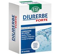 Diurerbe Forte, Integratore Alimentare a Base di Betulla, Pilosella e Gramigna, Favorisce la Diminuzione del Ristagno di Liquidi e Tossine nel Corpo, Senza Glutine e Vegano, 40 Tavolette