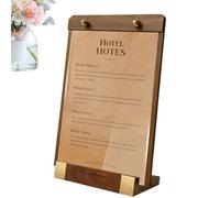 Diuyzoc Portainsegni in Acrilico,Cornice con Base in Legno | Supporto da Tavolo Verticale per Esposizione | per Poster Volantino Immagine Brochure Documento Certificato Codice QR Pubblicità