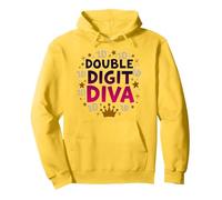 Diva a Due cifre: Celebrazione della Regina del decimo Compleanno Felpa con Cappuccio, Unisex per Adulti, Limone, M