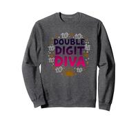 Diva a Due cifre: Celebrazione della Regina del decimo Compleanno Felpa, Unisex per Adulti, Grigio Scuro, XXL