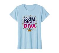 Diva a Due cifre: Celebrazione della Regina del decimo Compleanno Maglietta, Donna, Celeste, 3XL