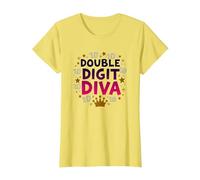 Diva a Due cifre: Celebrazione della Regina del decimo Compleanno Maglietta, Donna, Limone, 3XL
