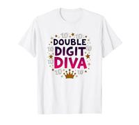 Diva a Due cifre: Celebrazione della Regina del decimo Compleanno Maglietta, Uomo, Bianco, XL