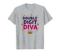Diva a Due cifre: Celebrazione della Regina del decimo Compleanno Maglietta, Uomo, Grigio Melange, 6XL
