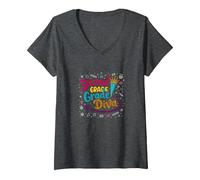 Diva di seconda elementare: Sassy School Star per Giovani Studenti Maglietta con Collo a V, Donna, Grigio Scuro, S