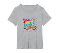 Diva di seconda elementare: Sassy School Star per Giovani Studenti Maglietta, Donna Plus-Size, Grigio Melange, 2X