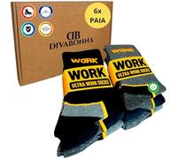 DIVABONNA 6 Paia Calze da Lavoro Uomo Rinforzate WORK Socks Traspiranti e Comode, Tallone e Punta Imbottiti, Uso Professionale o Quotidiano