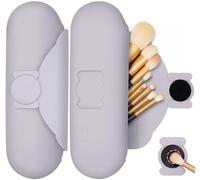 DivaDwell Depot Porta pennelli da trucco in silicone, da viaggio, con fibbia magnetica anti-caduta, grande capacità, portatile, morbida e alla moda, Viola, Borsa cosmetica da viaggio