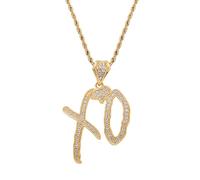 DivaGlamz Unise - Collana con ciondolo a forma di lettera "High Hip Hop XO" per donne e uomini, alla moda, con zirconia cubica, gioiello da regalo, Grande, Lega di acciaio, Nessuna pietra preziosa