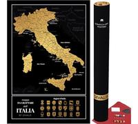 Divalis Mappa Italia da Grattare Facile da Incorniciare - Mappa da Muro dell'Italia da Grattare - Cartina da Viaggio dell'Italia - Poster di Viaggio da Gratta - Scratch off Italy Map