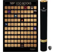 Divalis Poster Grande da Grattare di 100 Libri - Libri da Gratta - Lista dei Desideri di Libri - Deve Leggere Libri - Top 100 Books Scratch off Poster - Best Books Checklist