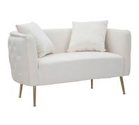 Divanetto Bucarest Crema 127x74x73 cm Legno e Spugna e Tessuto e Metallo Crema