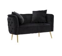 Divanetto Bucarest Nero 127x74x71 cm Legno e Spugna e Tessuto e Metallo Nero