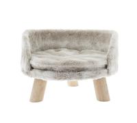 Divanetto con gambe in legno e morbido peluche per cani e gatti