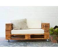 Divanetto in legno 120x50 con Pallet Bancali EUR EPAL con ruote e schienale