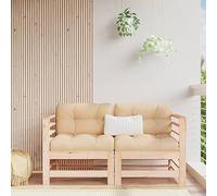 Divani Angolari Giardino 2 Pezzi in Legno Massello di Pino con Cuscini, Set Salotto Esterno per Terrazza Patio, Design Modulare, Struttura Robusta, Comfort Seduta