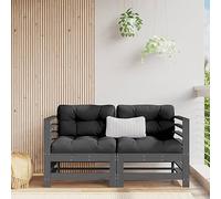 Divani Angolari Giardino 2 Pezzi Legno Massello di Pino Grigio con Cuscini, Set Salotto Esterno per Terrazza Patio, Design Modulare, Struttura Robusta, Comfort Seduta