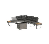 DIVANI DA GIARDINO VIDAXL 2 pz con Cuscini Grigio Polyrattan Vetro - 3277496
