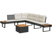 DIVANI DA GIARDINO VIDAXL 2 pz con Cuscini Nero Polyrattan Acacia - 3277497