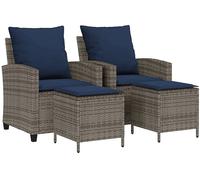 vidaXL Set Divani da Giardino 4 pz con Cuscini in Polyrattan Grigio