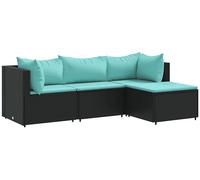 DIVANI DA GIARDINO VIDAXL 4 pz con Cuscini Nero in Polyrattan - 3308052