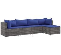 DIVANI DA GIARDINO VIDAXL 5 pz con Cuscini in Polyrattan Grigio - 3308063