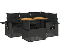 DIVANI DA GIARDINO VIDAXL 5 pz con Cuscini in Polyrattan Nero - 3327142