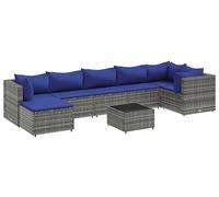 DIVANI DA GIARDINO VIDAXL 8 pz con Cuscini in Polyrattan Grigio - 3308239