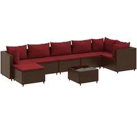 DIVANI DA GIARDINO VIDAXL 8 pz con Cuscini in Polyrattan Marrone - 3308237