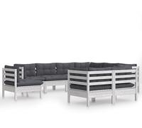 DIVANI DA GIARDINO VIDAXL 9 pz con Cuscini Bianchi Legno di Pino - 3096768