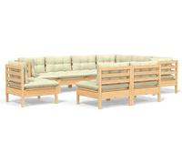 DIVANI DA GIARDINO VIDAXL 9 pz con Cuscini Crema Massello di Pino - 3096743