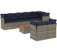 DIVANI DA GIARDINO VIDAXL 9 pz con Cuscini Grigio in Polyrattan - 3256068