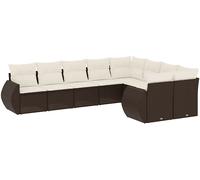 DIVANI DA GIARDINO VIDAXL 9 pz con Cuscini Marrone in Polyrattan - 3221842