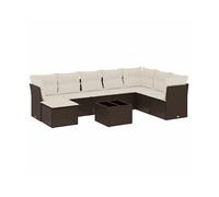 DIVANI DA GIARDINO VIDAXL 9 pz con Cuscini Marrone in Polyrattan - 3249902