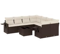 DIVANI DA GIARDINO VIDAXL 9 pz con Cuscini Marrone in Polyrattan - 3252300