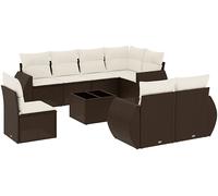 DIVANI DA GIARDINO VIDAXL 9 pz con Cuscini Marrone in Polyrattan - 3253990