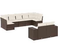 DIVANI DA GIARDINO VIDAXL 9 pz con Cuscini Marrone in Polyrattan - 3255360