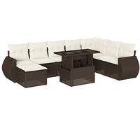 DIVANI DA GIARDINO VIDAXL 9 pz con Cuscini Marrone in Polyrattan - 3268733
